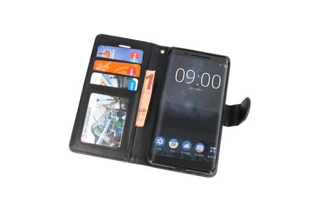 Wallet Cases Hoesje voor Nokia 8 Sirocco Zwart