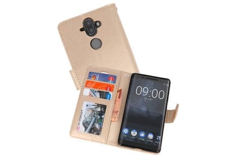 BAOHU Wallet Cases Hoesje Geschikt voor Nokia 8 Sirocco Goud