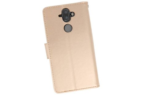 Wallet Cases Hoesje voor Nokia 8 Sirocco Goud