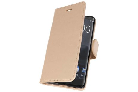 Wallet Cases Hoesje voor Nokia 8 Sirocco Goud