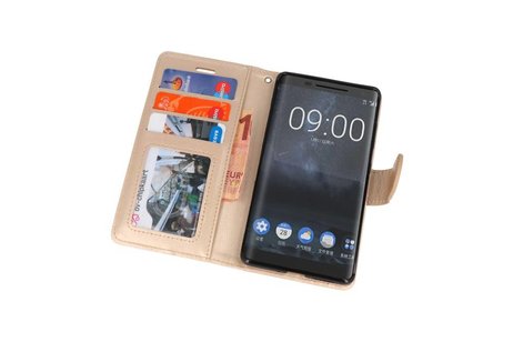 Wallet Cases Hoesje voor Nokia 8 Sirocco Goud