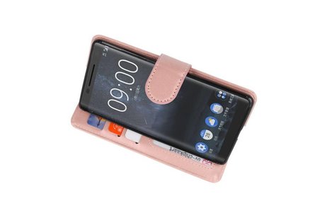 BAOHU Wallet Cases Hoesje Geschikt voor Nokia 8 Sirocco Roze