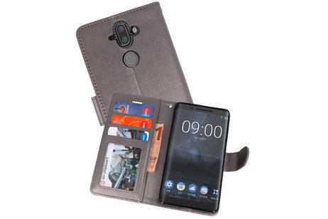 Wallet Cases Hoesje voor Nokia 8 Sirocco Grijs