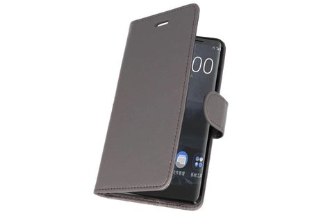 Wallet Cases Hoesje voor Nokia 8 Sirocco Grijs