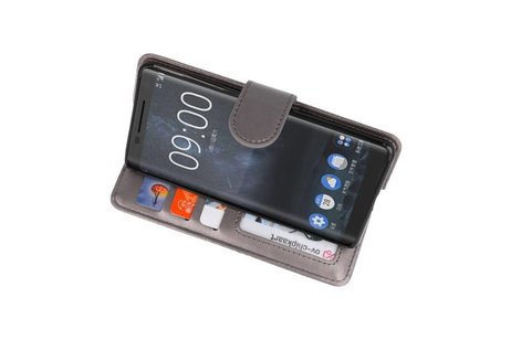 Wallet Cases Hoesje voor Nokia 8 Sirocco Grijs