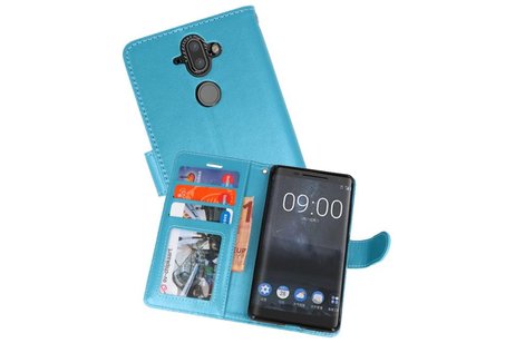 BAOHU Wallet Cases Hoesje Geschikt voor Nokia 8 Sirocco Turquoise