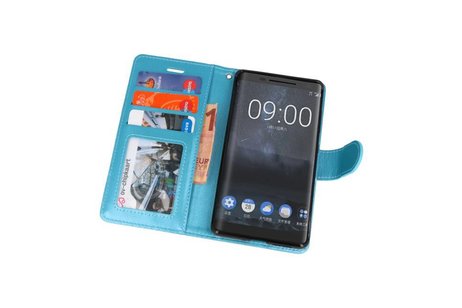 BAOHU Wallet Cases Hoesje Geschikt voor Nokia 8 Sirocco Turquoise