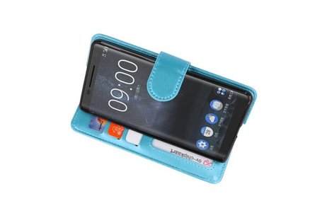 Wallet Cases Hoesje voor Nokia 8 Sirocco Turquoise