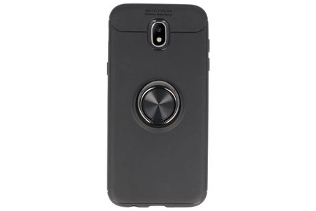 BAOHU Softcase Telefoonhoesje - Geschikt voor Samsung Galaxy J5 2017 Hoesje met Ring Houder Zwart