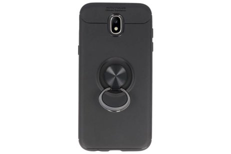 BAOHU Softcase Telefoonhoesje - Geschikt voor Samsung Galaxy J5 2017 Hoesje met Ring Houder Zwart
