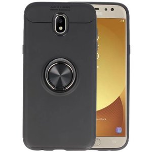 BAOHU Softcase Telefoonhoesje - Geschikt voor Samsung Galaxy J5 2017 Hoesje met Ring Houder Zwart