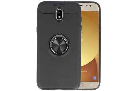 BAOHU Softcase Telefoonhoesje - Geschikt voor Samsung Galaxy J5 2017 Hoesje met Ring Houder Zwart