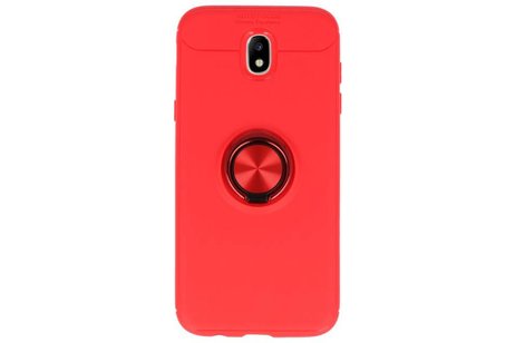 Softcase voor Galaxy J5 2017 Hoesje met Ring Houder Rood