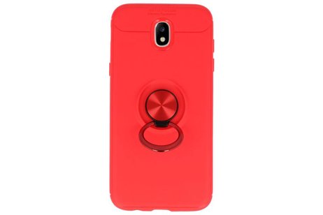 Softcase voor Galaxy J5 2017 Hoesje met Ring Houder Rood