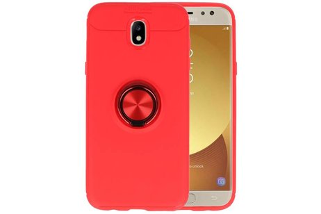 Softcase voor Galaxy J5 2017 Hoesje met Ring Houder Rood