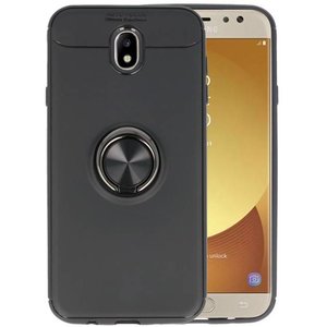 Softcase voor Galaxy J7 2017 Hoesje met Ring Houder Zwart