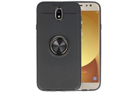 BAOHU Softcase Telefoonhoesje - Geschikt voor Samsung Galaxy J7 2017 Hoesje met Ring Houder Zwart