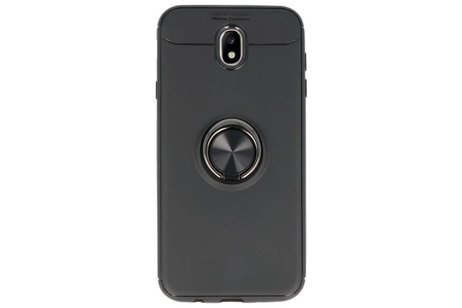 BAOHU Softcase Telefoonhoesje - Geschikt voor Samsung Galaxy J7 2017 Hoesje met Ring Houder Zwart