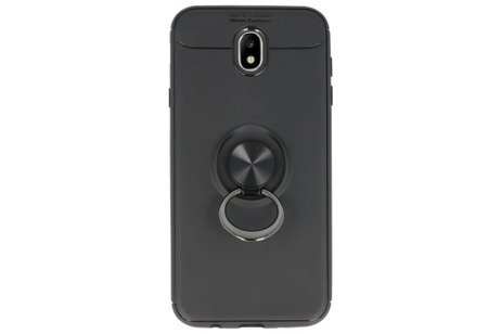BAOHU Softcase Telefoonhoesje - Geschikt voor Samsung Galaxy J7 2017 Hoesje met Ring Houder Zwart