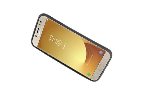 BAOHU Softcase Telefoonhoesje - Geschikt voor Samsung Galaxy J7 2017 Hoesje met Ring Houder Zwart