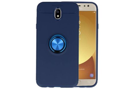 BAOHU Softcase Telefoonhoesje - Geschikt voor Samsung Galaxy J7 2017 Hoesje met Ring Houder Navy