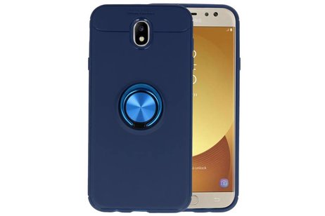 Softcase voor Galaxy J7 2017 Hoesje met Ring Houder Navy