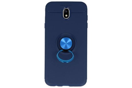 BAOHU Softcase Telefoonhoesje - Geschikt voor Samsung Galaxy J7 2017 Hoesje met Ring Houder Navy