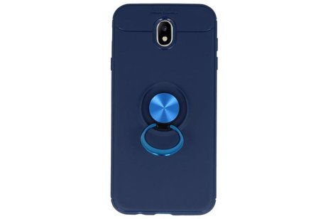 Softcase voor Galaxy J7 2017 Hoesje met Ring Houder Navy