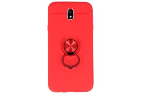 Softcase voor Galaxy J7 2017 Hoesje met Ring Houder Rood