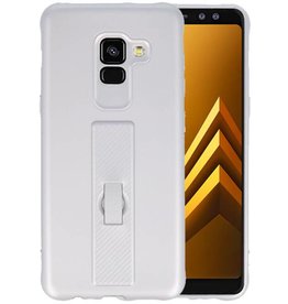 Carbon series hoesje voor Samsung Galaxy A8 2018 Zilver