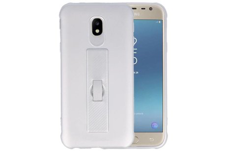 BAOHU Carbon series hoesje - Backcover Geschikt voor Galaxy J3 2017 Zilver