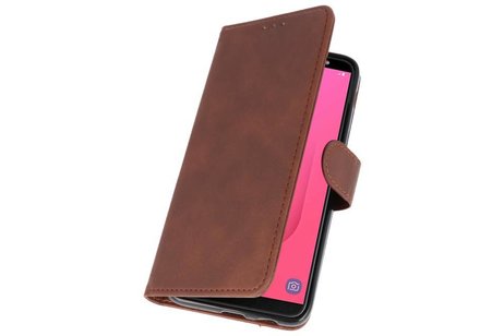 BAOHU Hoesje Geschikt voor Samsung Galaxy J8 - Kaarthouder Book Case Telefoonhoesje - Mocca