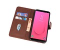 BAOHU Hoesje Geschikt voor Samsung Galaxy J8 - Kaarthouder Book Case Telefoonhoesje - Mocca