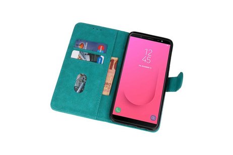 BAOHU Hoesje Geschikt voor Samsung Galaxy J8 - Kaarthouder Book Case Telefoonhoesje - Groen