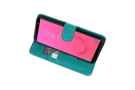 BAOHU Hoesje Geschikt voor Samsung Galaxy J8 - Kaarthouder Book Case Telefoonhoesje - Groen