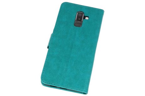 Hoesje Geschikt voor Samsung Galaxy J8 - Kaarthouder Book Case Telefoonhoesje - Groen