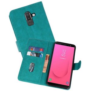 Hoesje Geschikt voor Samsung Galaxy J8 - Kaarthouder Book Case Telefoonhoesje - Groen