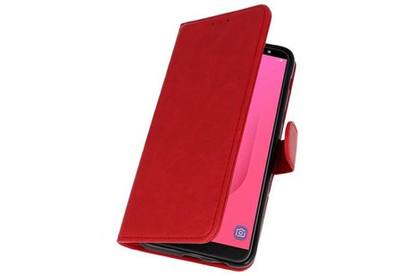 Hoesje Geschikt voor Samsung Galaxy J8 - Kaarthouder Book Case Telefoonhoesje - Rood