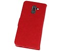 Hoesje Geschikt voor Samsung Galaxy J8 - Kaarthouder Book Case Telefoonhoesje - Rood