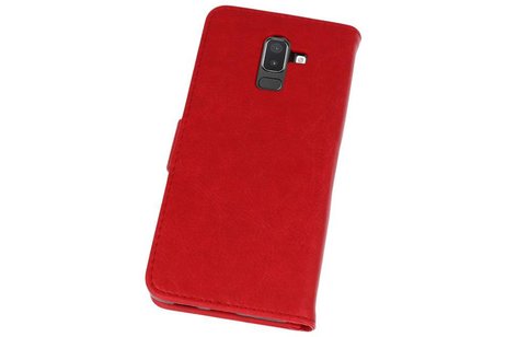 BAOHU Hoesje Geschikt voor Samsung Galaxy J8 - Kaarthouder Book Case Telefoonhoesje - Rood