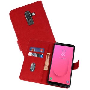 Hoesje Geschikt voor Samsung Galaxy J8 - Kaarthouder Book Case Telefoonhoesje - Rood