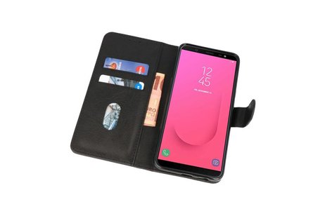 Hoesje Geschikt voor Samsung Galaxy J8 - Kaarthouder Book Case Telefoonhoesje - Zwart