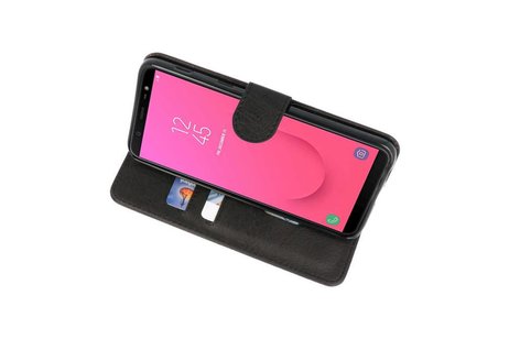 BAOHU Hoesje Geschikt voor Samsung Galaxy J8 - Kaarthouder Book Case Telefoonhoesje - Zwart
