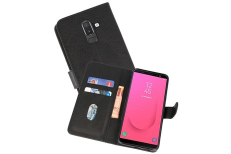 Hoesje Geschikt voor Samsung Galaxy J8 - Kaarthouder Book Case Telefoonhoesje - Zwart