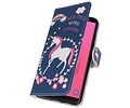 BAOHU Blauw Unicorn Bookstyle Hoesje Geschikt voor Samsung Galaxy J8