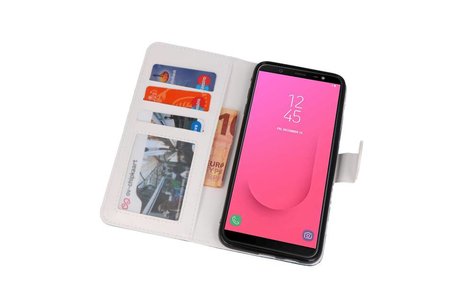 BAOHU Blauw Unicorn Bookstyle Hoesje Geschikt voor Samsung Galaxy J8