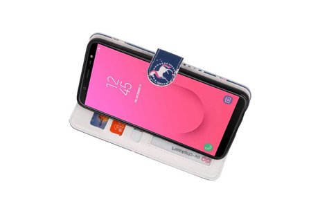 Blauw Unicorn Bookstyle Hoesje Geschikt voor Samsung Galaxy J8