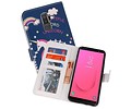 BAOHU Blauw Unicorn Bookstyle Hoesje Geschikt voor Samsung Galaxy J8