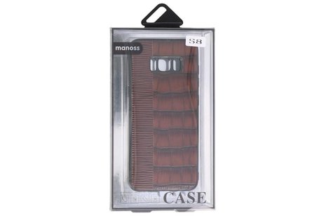 BAOHU Croco Hard Case - Hoesje Hoesje Geschikt voor voor Samsung Galaxy S8 Donker Bruin