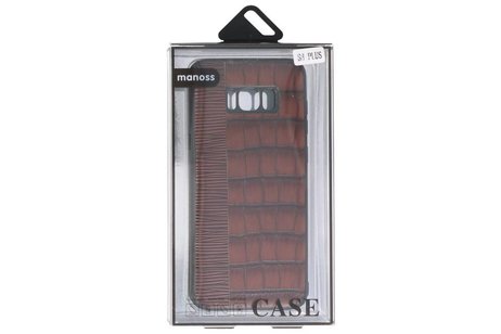 BAOHU Croco Hard Case - Hoesje Hoesje Geschikt voor voor Samsung Galaxy S8 Plus Donker Bruin